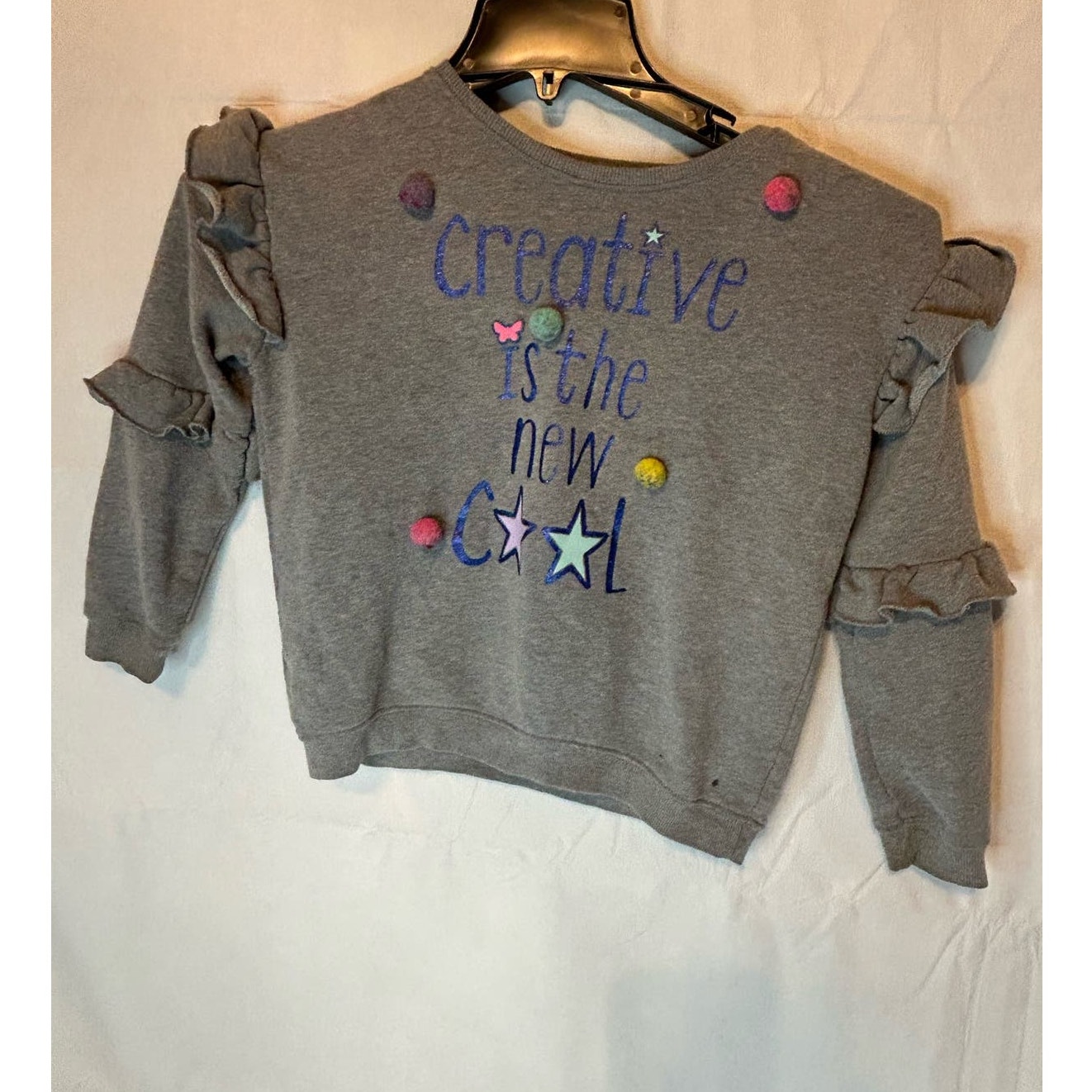 Girl's 8 Ruffle Sweatshirt Creative Is The New Cool Guc